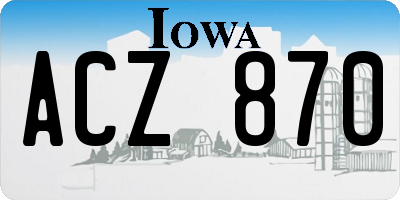 IA license plate ACZ870