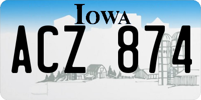 IA license plate ACZ874