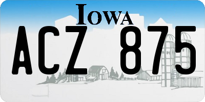 IA license plate ACZ875