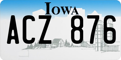 IA license plate ACZ876