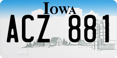 IA license plate ACZ881