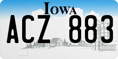 IA license plate ACZ883