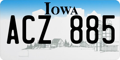 IA license plate ACZ885