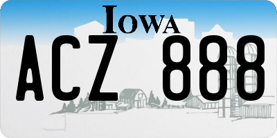 IA license plate ACZ888