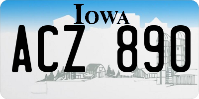 IA license plate ACZ890