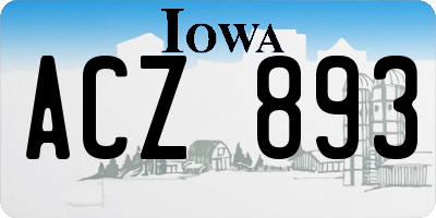 IA license plate ACZ893