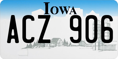 IA license plate ACZ906