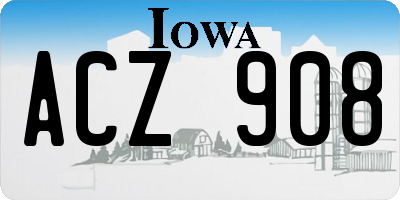 IA license plate ACZ908