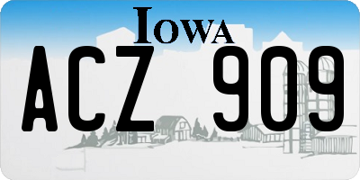 IA license plate ACZ909