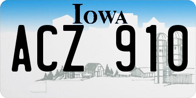 IA license plate ACZ910