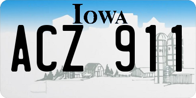 IA license plate ACZ911