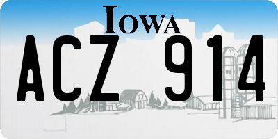 IA license plate ACZ914