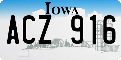 IA license plate ACZ916