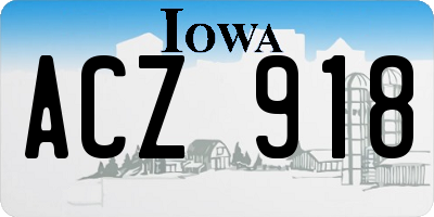 IA license plate ACZ918