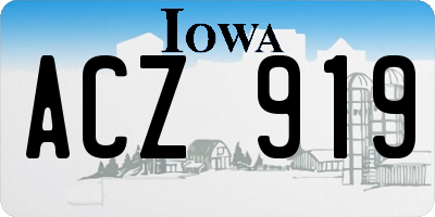 IA license plate ACZ919