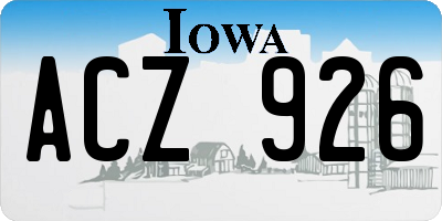 IA license plate ACZ926