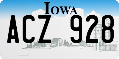 IA license plate ACZ928