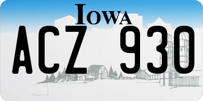 IA license plate ACZ930