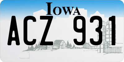 IA license plate ACZ931