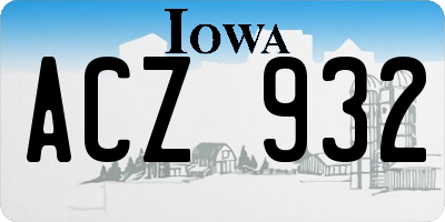IA license plate ACZ932