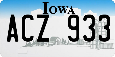 IA license plate ACZ933