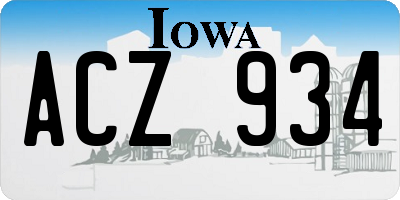 IA license plate ACZ934