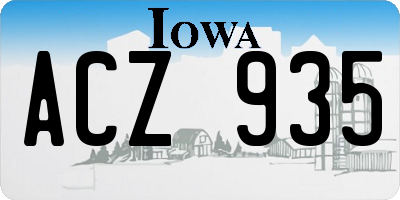 IA license plate ACZ935