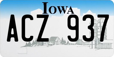 IA license plate ACZ937