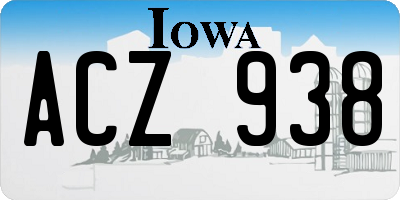 IA license plate ACZ938