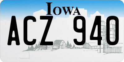 IA license plate ACZ940