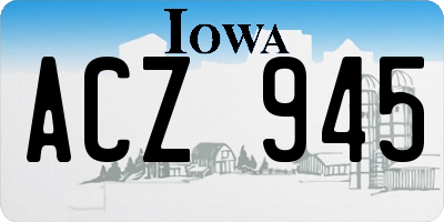 IA license plate ACZ945