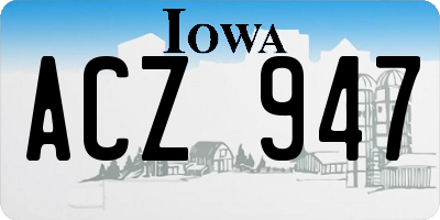 IA license plate ACZ947