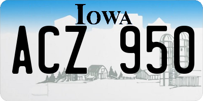 IA license plate ACZ950
