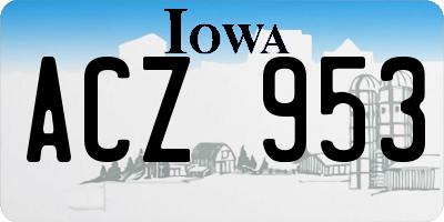 IA license plate ACZ953