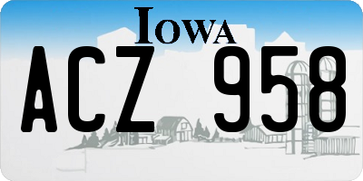 IA license plate ACZ958