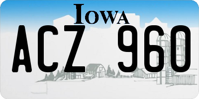 IA license plate ACZ960