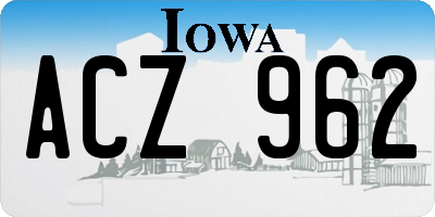 IA license plate ACZ962