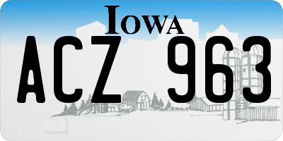 IA license plate ACZ963