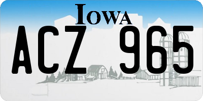 IA license plate ACZ965