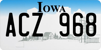 IA license plate ACZ968