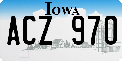 IA license plate ACZ970