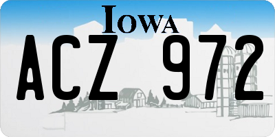 IA license plate ACZ972