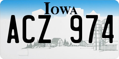 IA license plate ACZ974