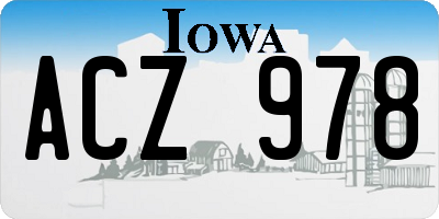 IA license plate ACZ978