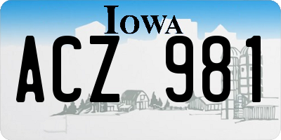 IA license plate ACZ981