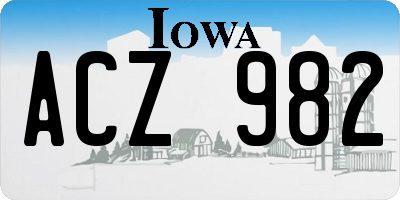 IA license plate ACZ982