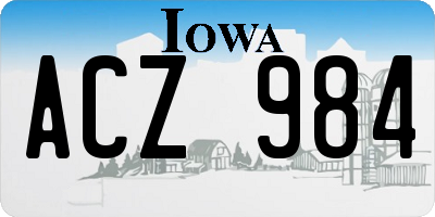IA license plate ACZ984