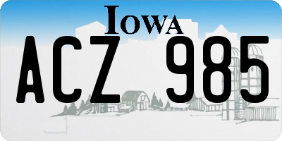 IA license plate ACZ985