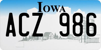 IA license plate ACZ986