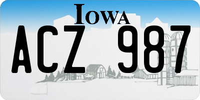 IA license plate ACZ987